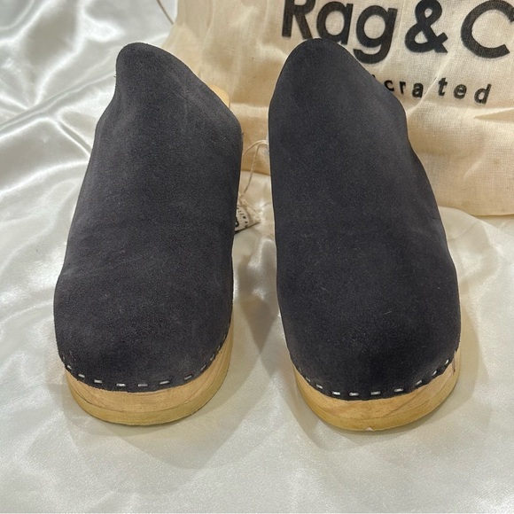 Rag And Co Darcie Clogs Suede Wooden Heel Dark Grey Size 7 Boho Chic Indie Fall - Picture 9 of 15